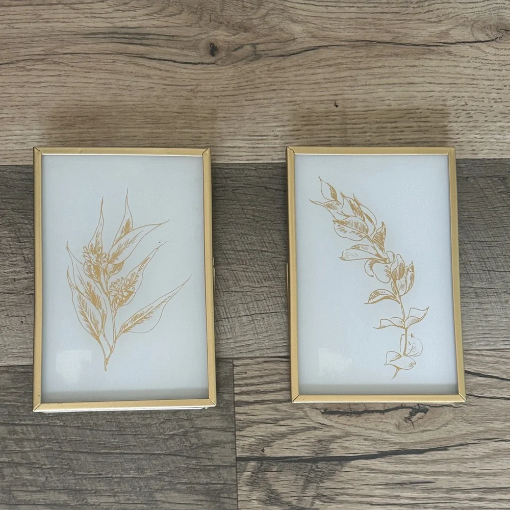 Anthropologie Gold Botanical Framed Prints